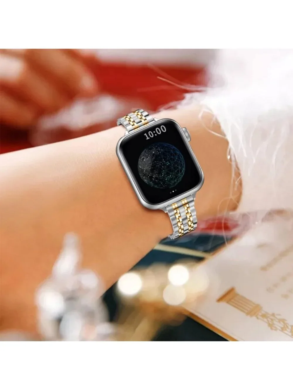 Sleek Stainless Steel Slim Watch Band for Apple Watch 38mm-45mm - Luxury Women's
